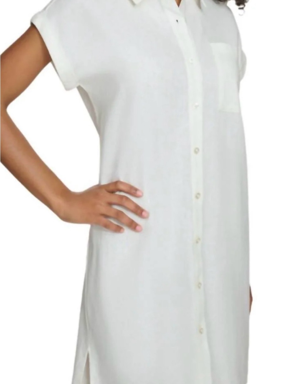 Calvin Klein cream, off-white, collared, linen shirt dress